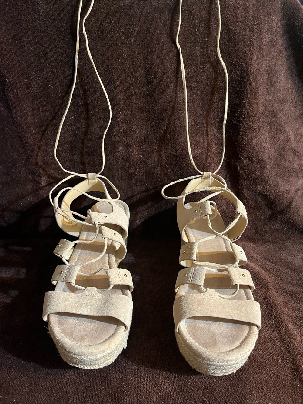 Michael Kors Cream Lace-Up Espadrille Platform Sandals